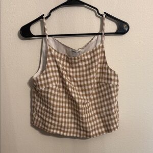Reformation Tan Checkered Top